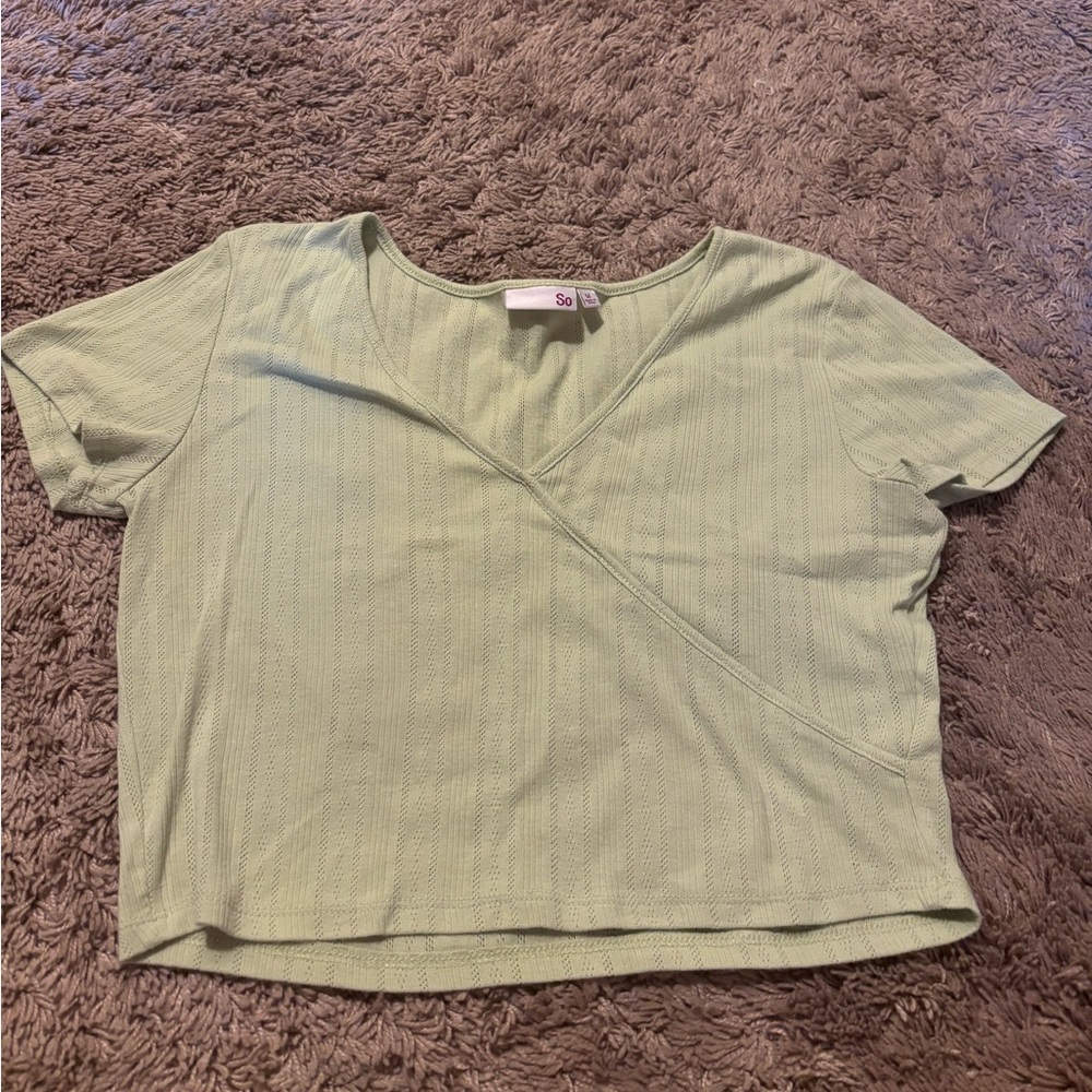 SO Green Ribbed Crop T-Shirt
